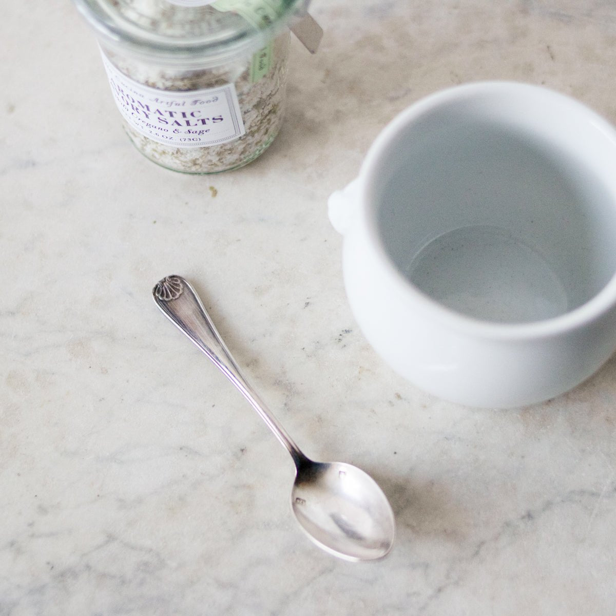 Petite Lion Pot with Flavored Salt & Silver Spoon - elsie green - the french kitchen