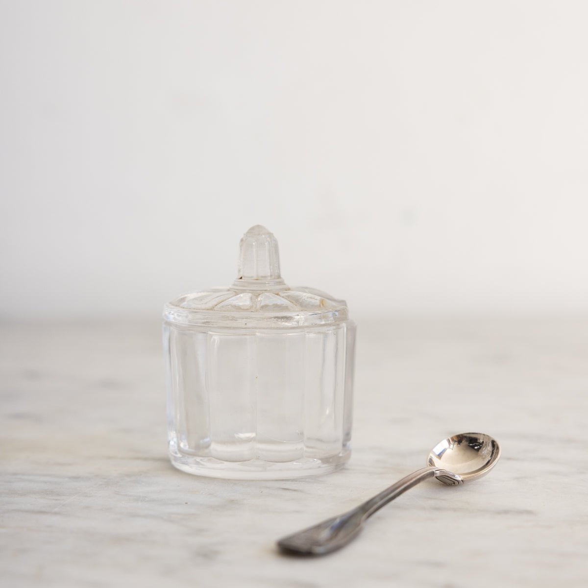 Petite Oval Mustard Pot with Silver Spoon - elsie green - the french kitchen