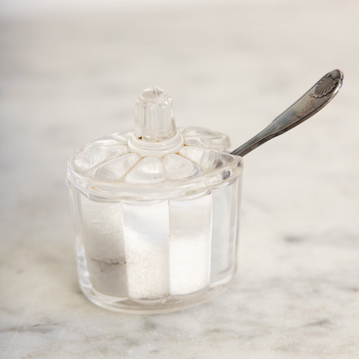 Petite Oval Mustard Pot with Silver Spoon - elsie green - the french kitchen