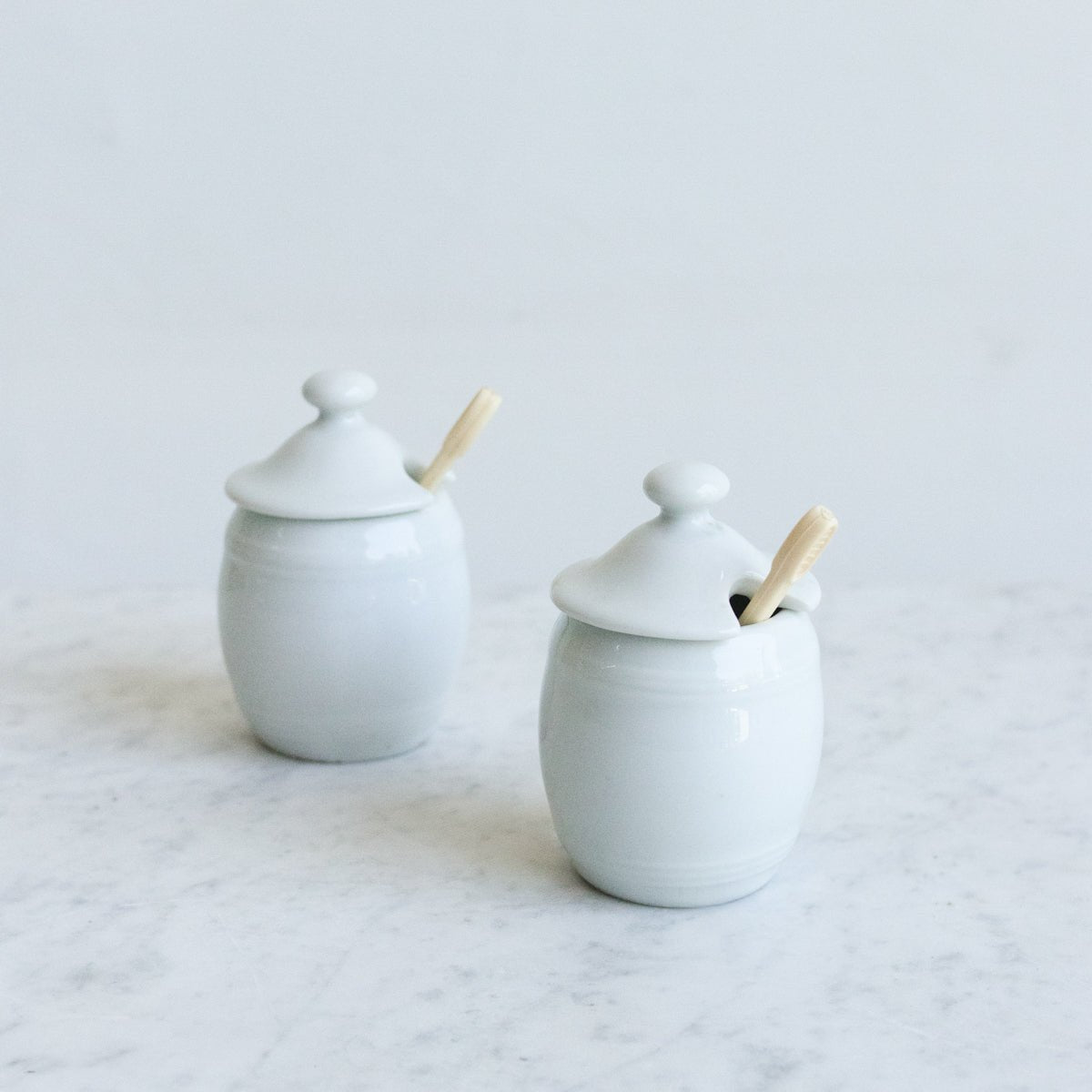 Petite Pillyvuyt Mustard Pot with Bone Mustard Spoon - elsie green - the french kitchen