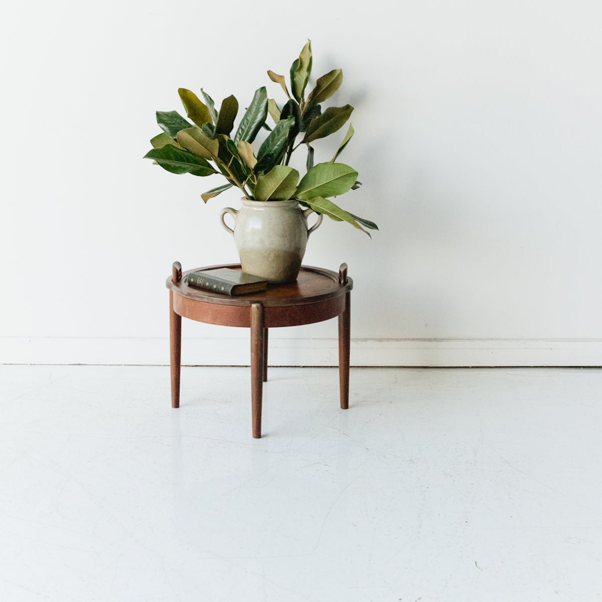 Petite Side Table with Leather Top - elsie green - furniture