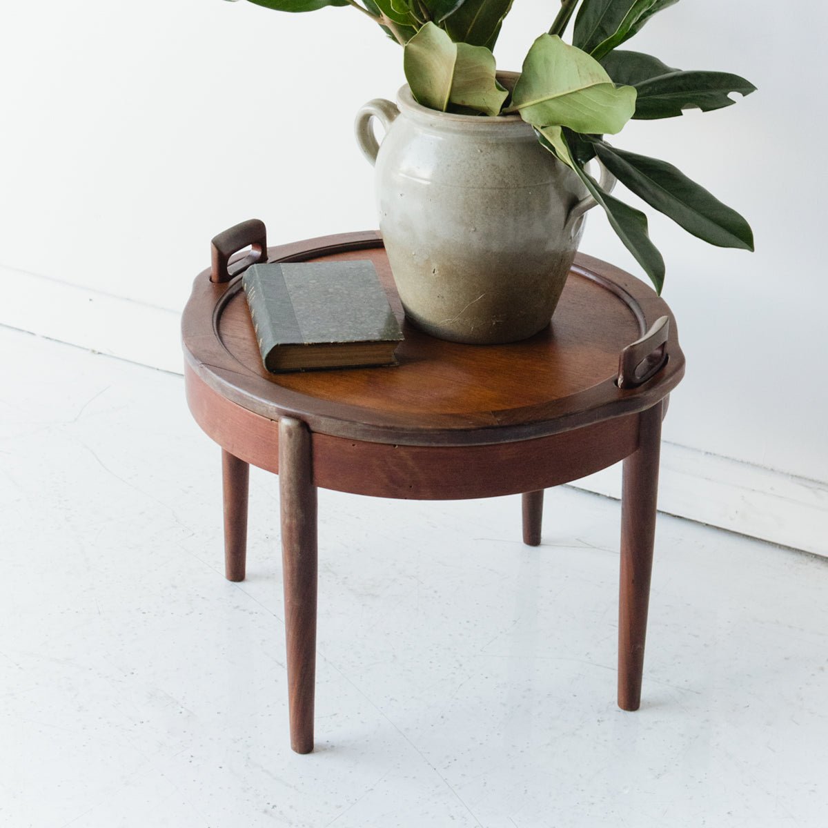 Petite Side Table with Leather Top - elsie green - furniture