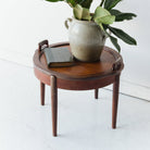 Petite Side Table with Leather Top - elsie green - furniture