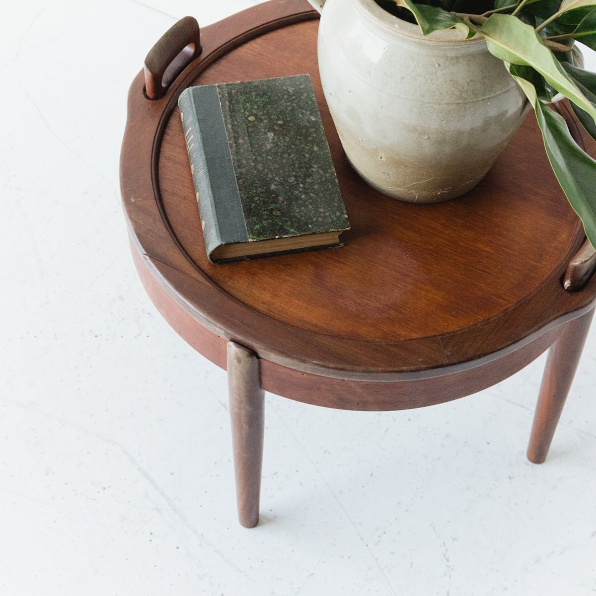 Petite Side Table with Leather Top - elsie green - furniture