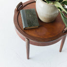 Petite Side Table with Leather Top - elsie green - furniture