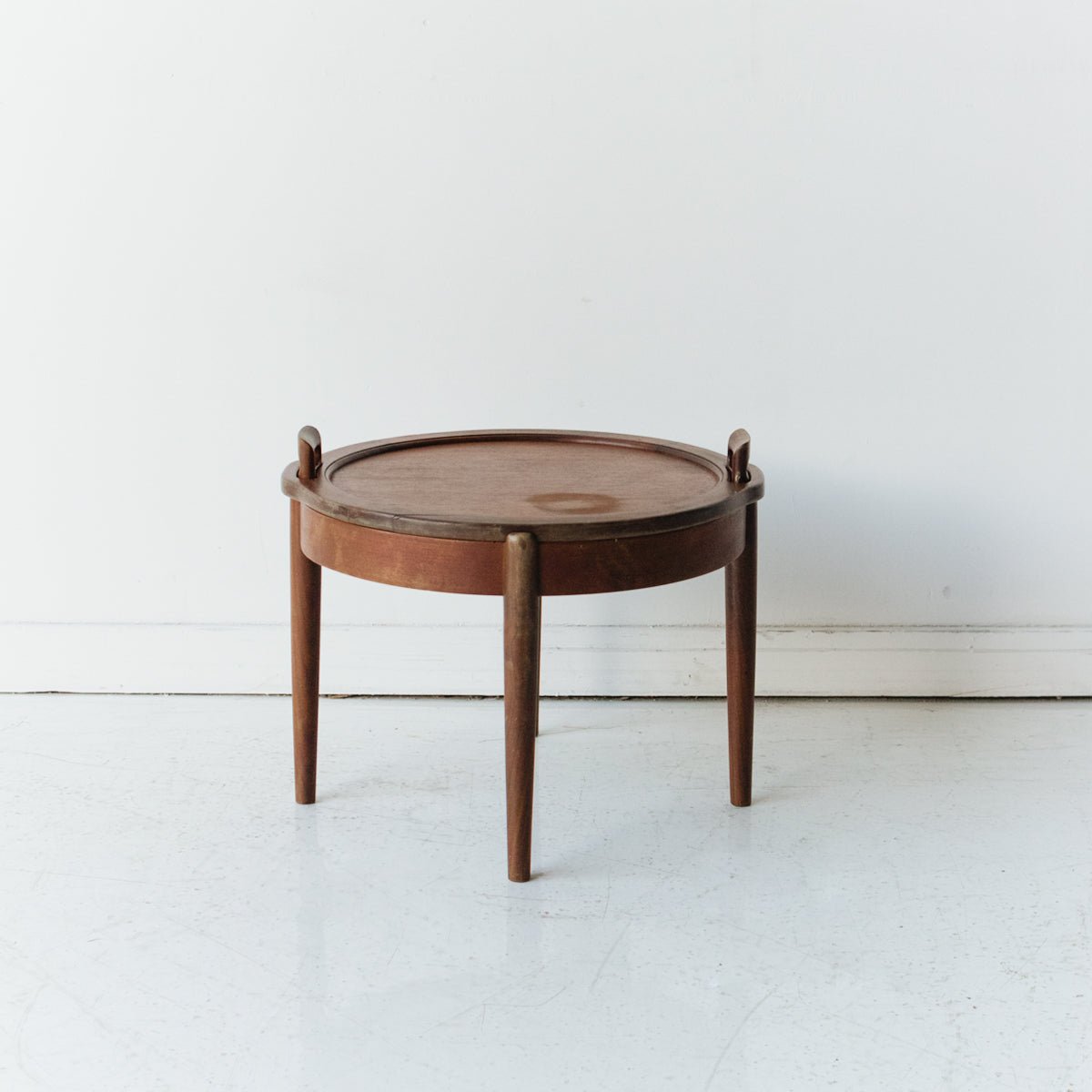 Petite Side Table with Leather Top - elsie green - furniture