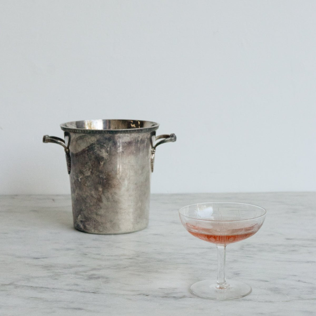 Petite Silver Ice Bucket With Pair of Petite Coupes - elsie green - The French Kitchen