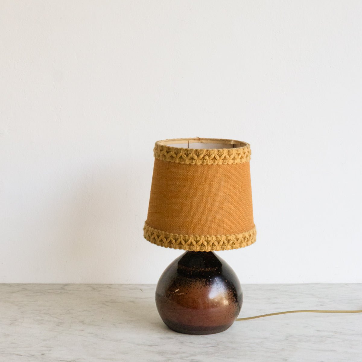 Petite Stoneware Lamp with Burlap Shade - elsie green - decor