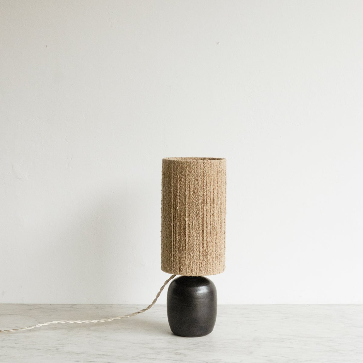 Petite Stoneware Lamp with Hemp Shade - elsie green - decor