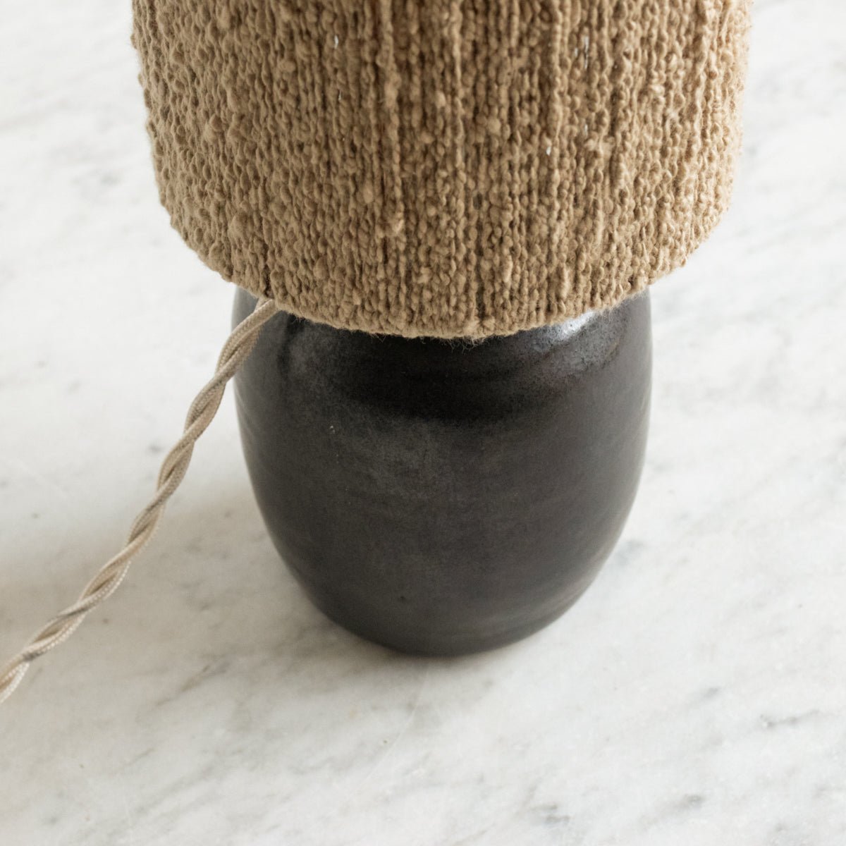 Petite Stoneware Lamp with Hemp Shade - elsie green - decor