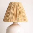 Petite Stoneware Lamp with Raffia Shade | Signed by Artist - elsie green - decor