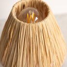 Petite Stoneware Lamp with Raffia Shade | Signed by Artist - elsie green - decor