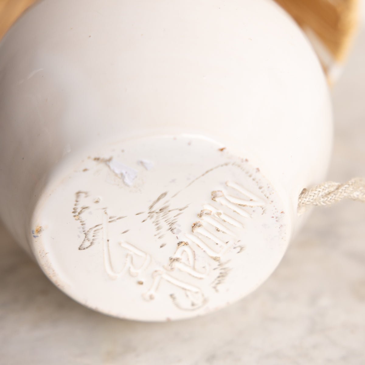 Petite Stoneware Lamp with Raffia Shade | Signed by Artist - elsie green - decor