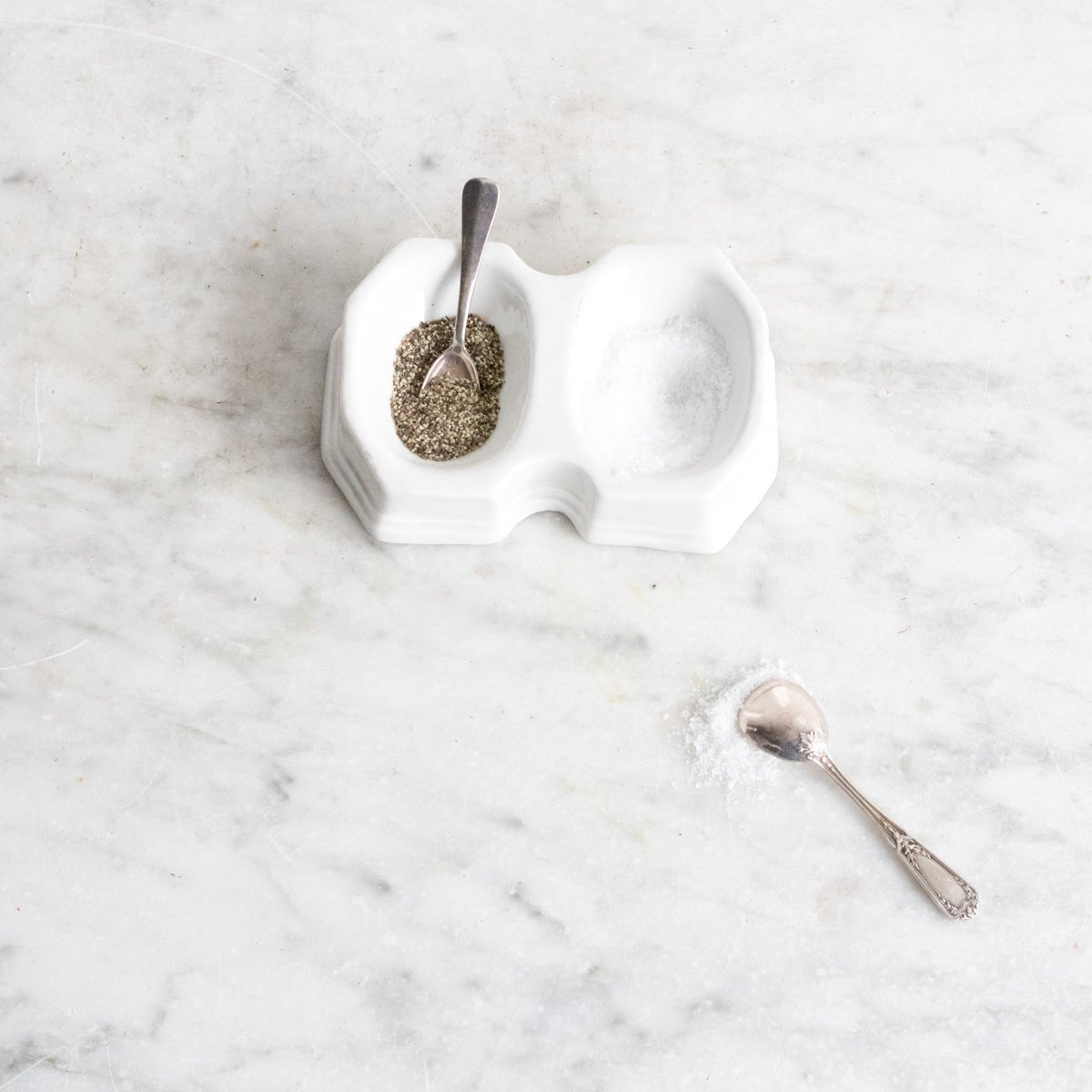 Porcelain Salt Cellar With Salt Spoons - elsie green - The French Kitchen