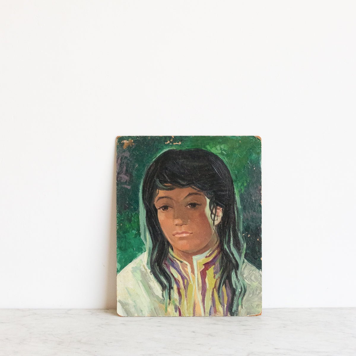 Portrait of Young Girl with Fringe Oil Painting - elsie green - Art