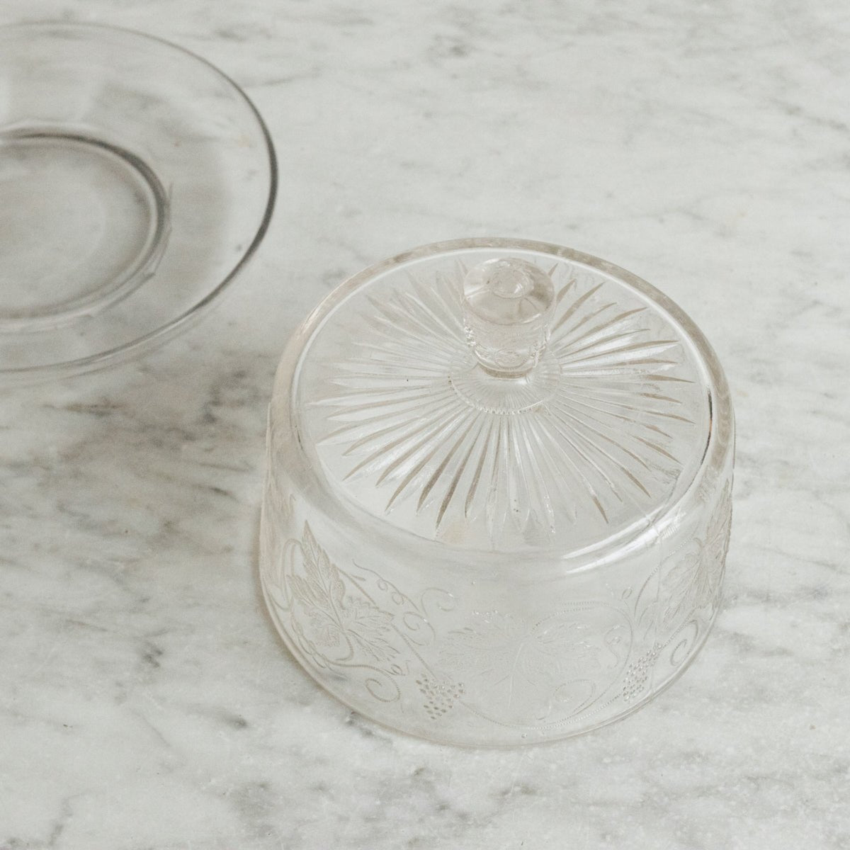 Pressed Glass Cheese Dome With Plate - elsie green - The French Kitchen