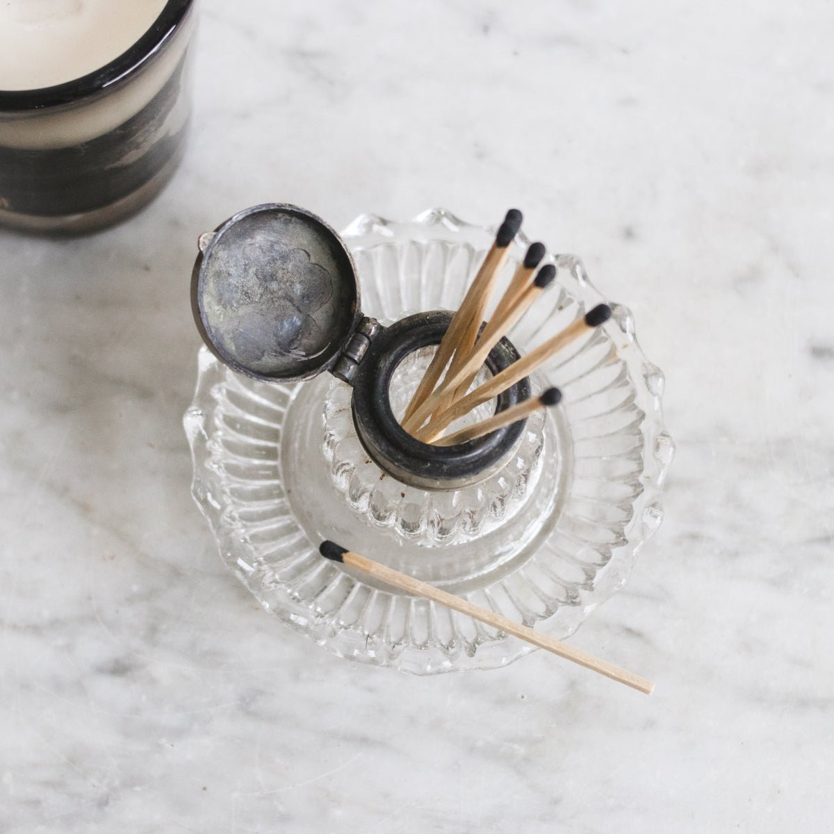 Pressed Glass Inkwell - elsie green - decor