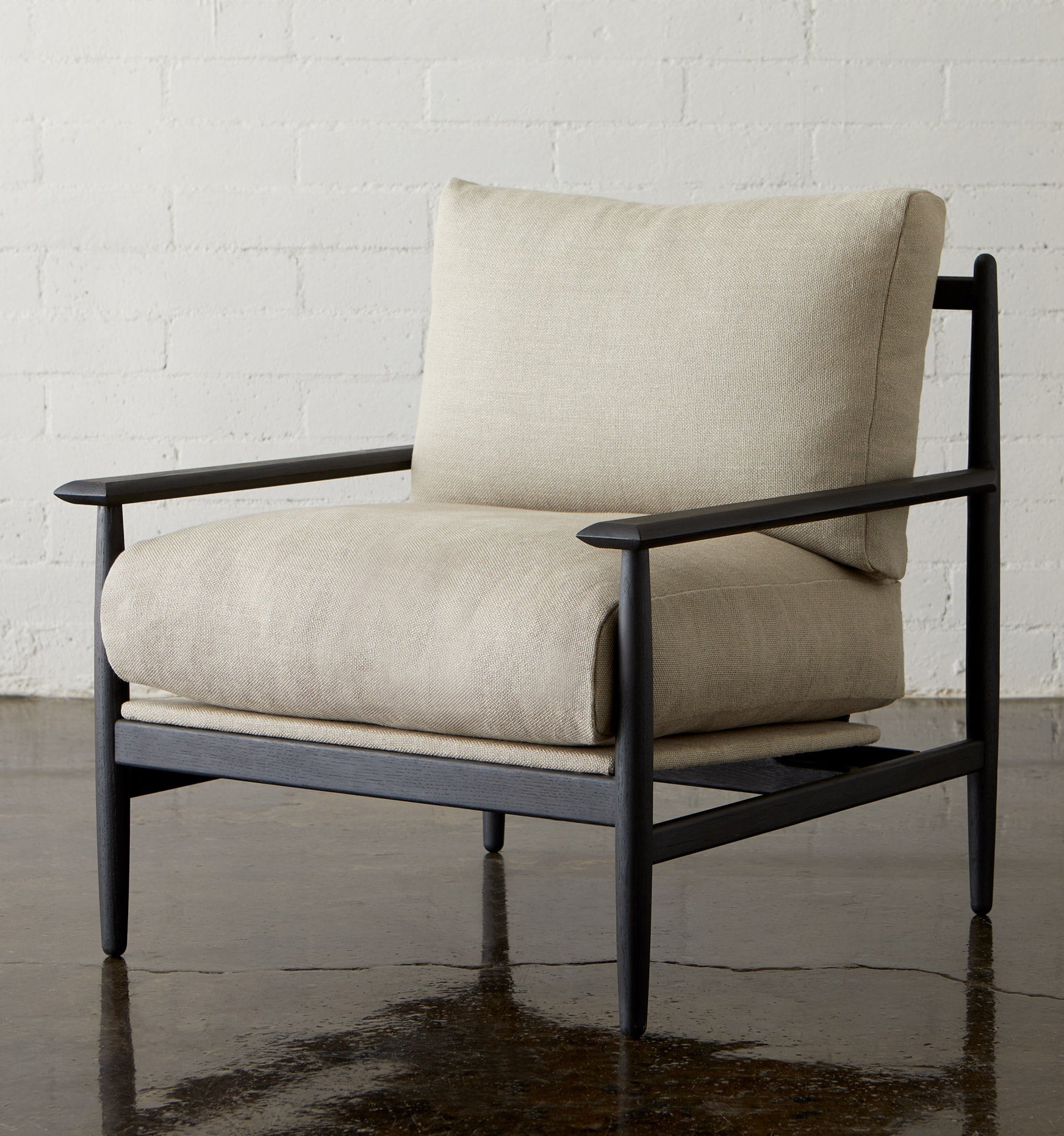 Reclaimed Oak and Linen Accent Chair - elsie green - reclaimed wood furniture