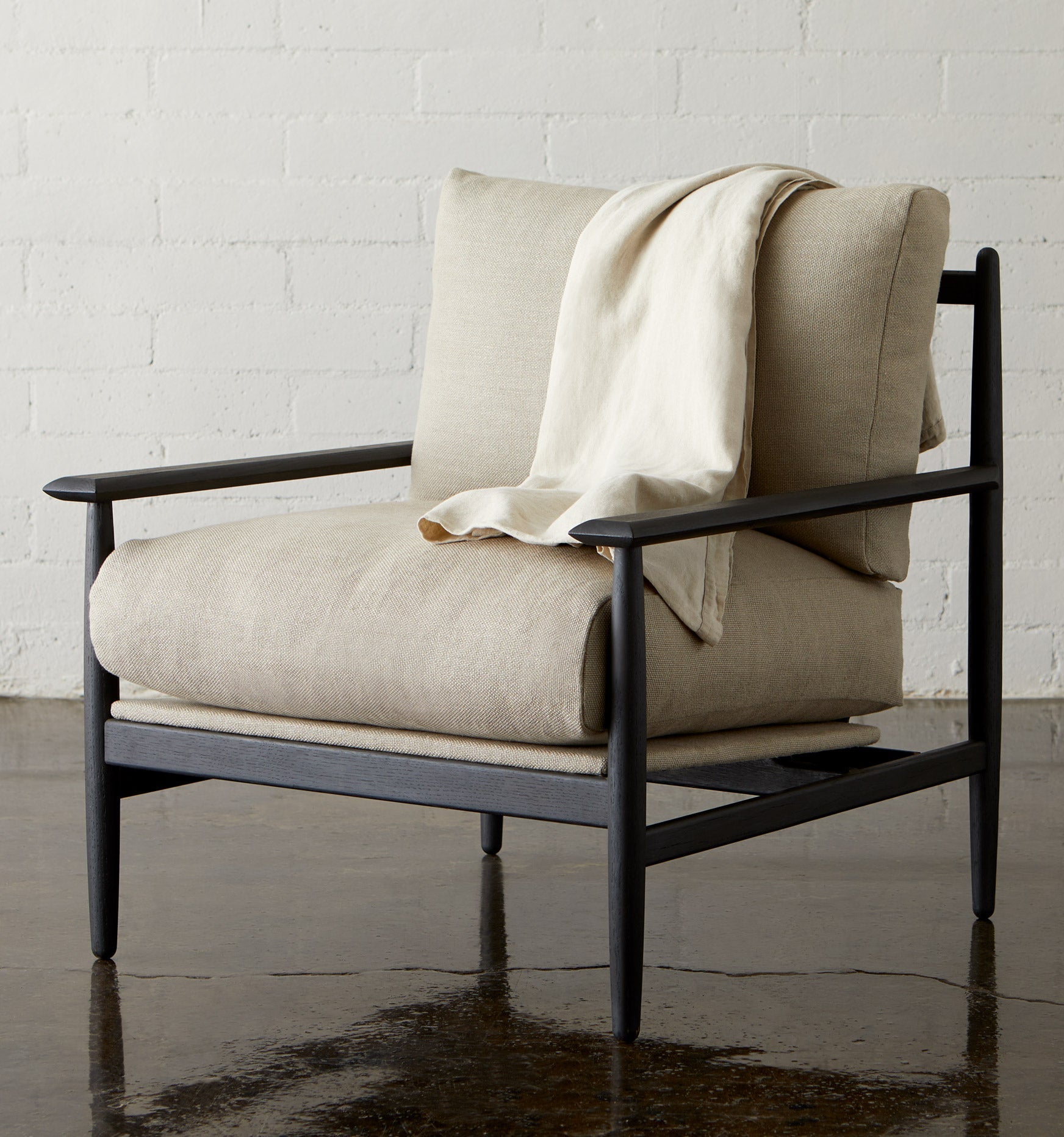 Reclaimed Oak and Linen Accent Chair - elsie green - reclaimed wood furniture