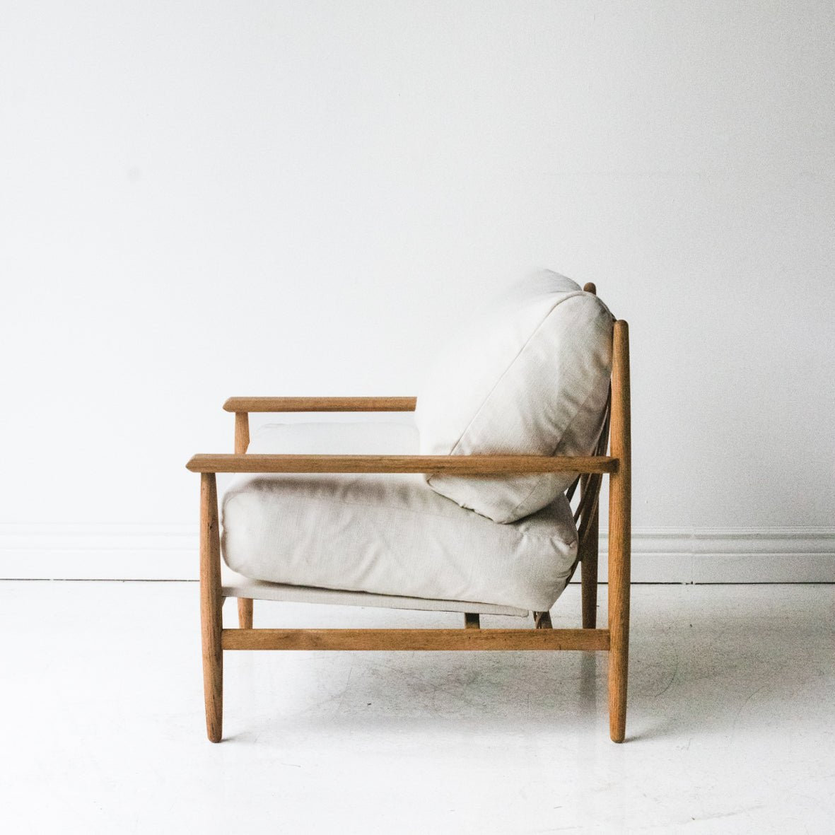 Reclaimed Oak and Linen Accent Chair - elsie green - reclaimed wood furniture