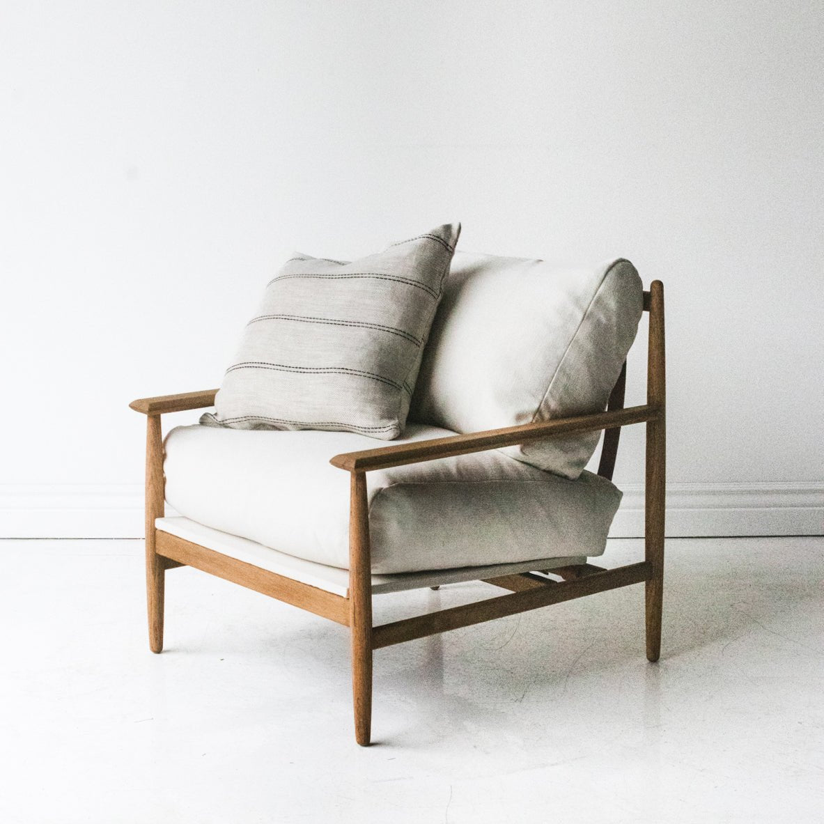 Reclaimed Oak and Linen Accent Chair - elsie green - reclaimed wood furniture