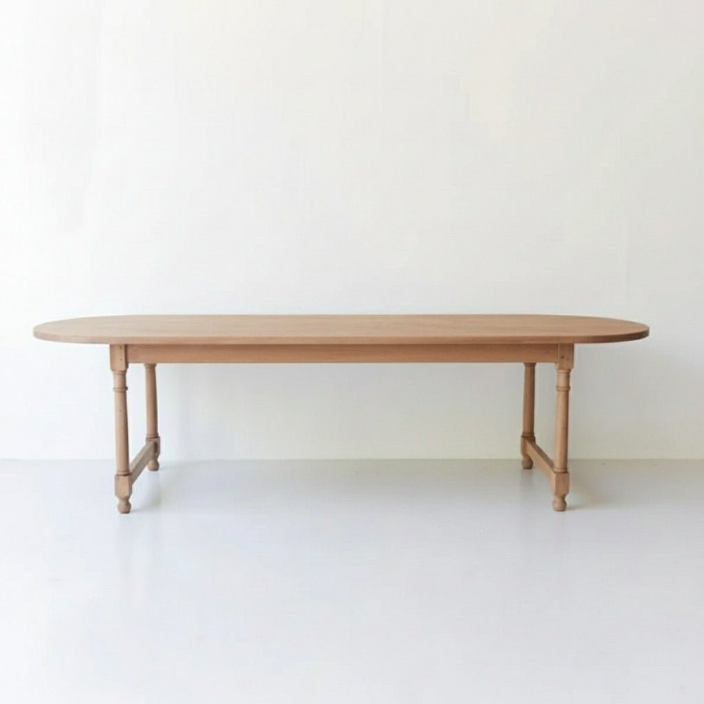 Reclaimed Wood Oval Farm Table - elsie green - Custom Furniture