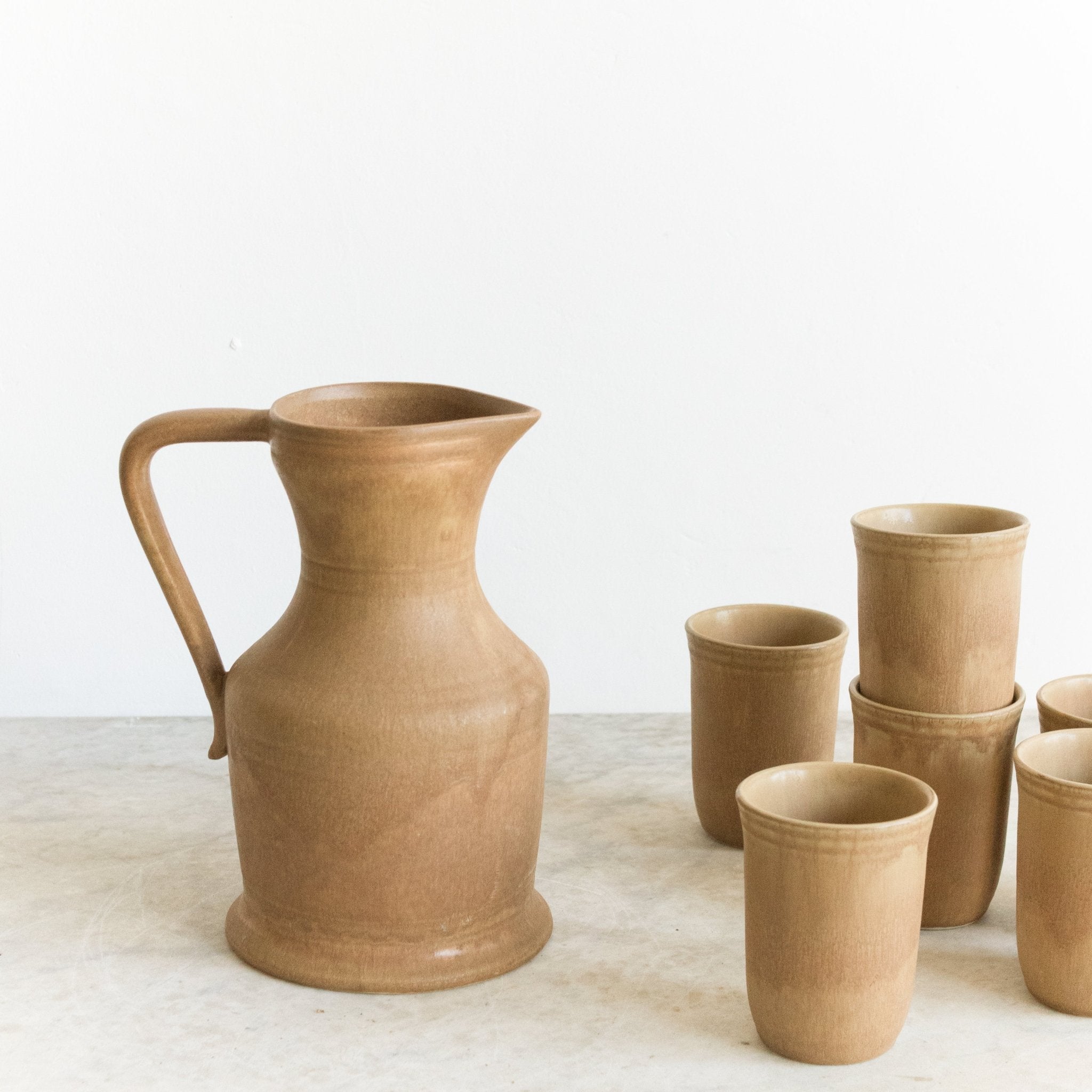 Rhodaceram Numbered Sandstone Pitcher & Set Of 6 Tumblers - elsie green - The French Kitchen