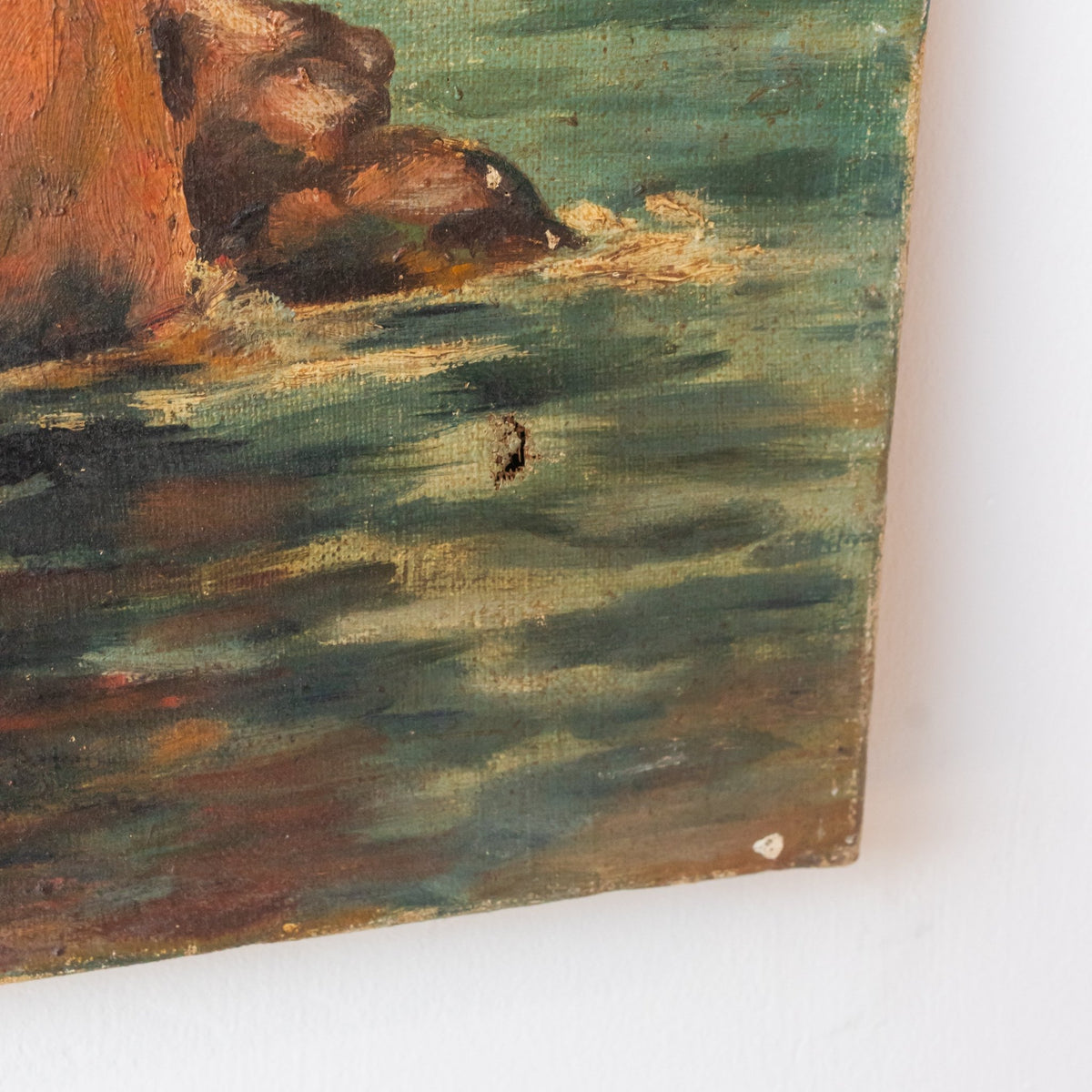 Rocky Shoreline Oil Painting - elsie green - art