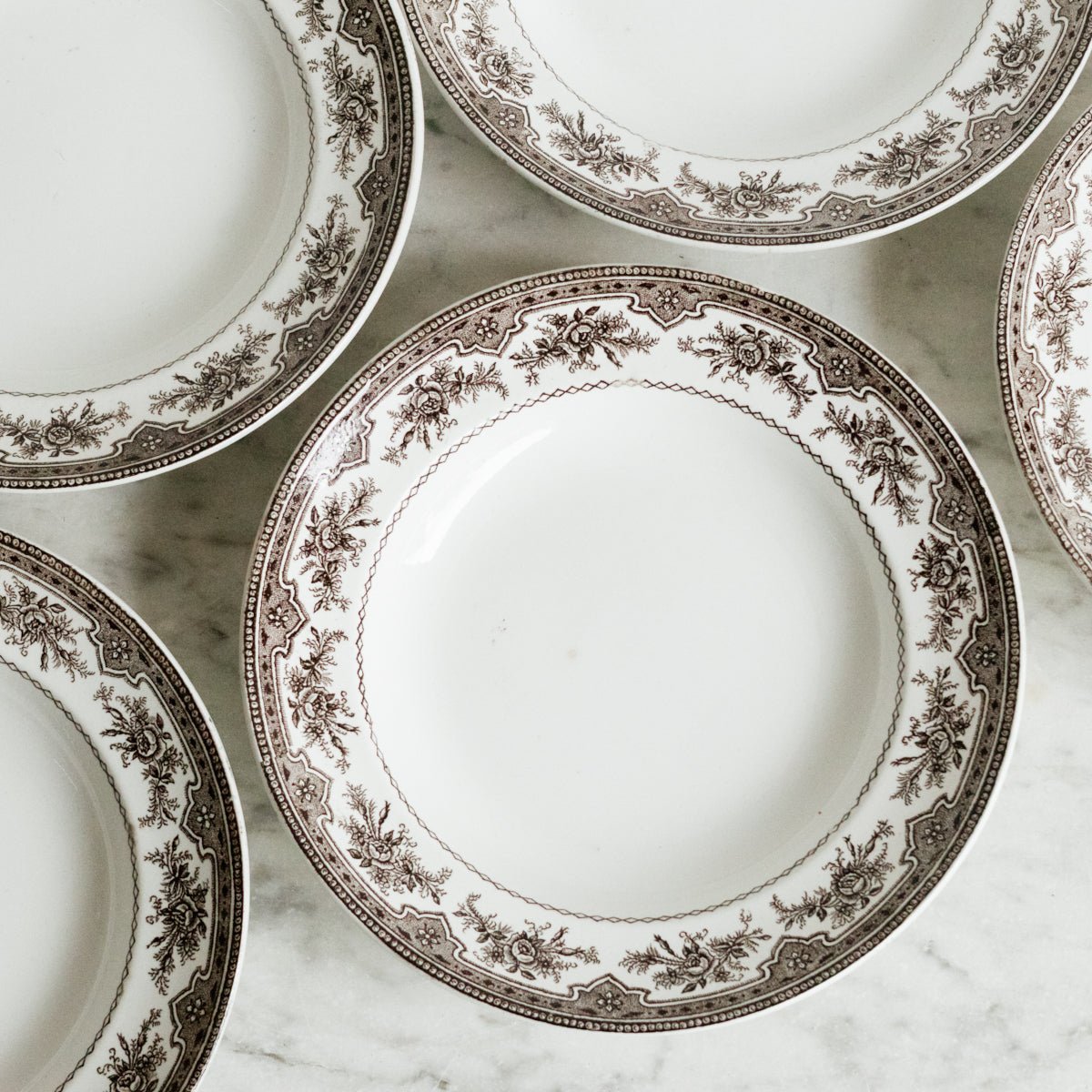 Roses - Mouses Transferware Soup Bowl Set Of 6 - elsie green - The French Kitchen