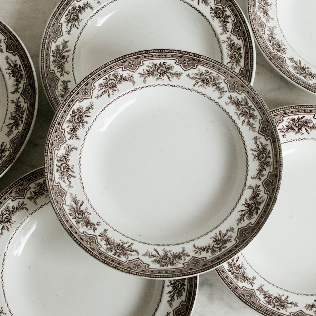 Roses - Mouses Transferware Soup Bowl Set Of 6 - elsie green - The French Kitchen