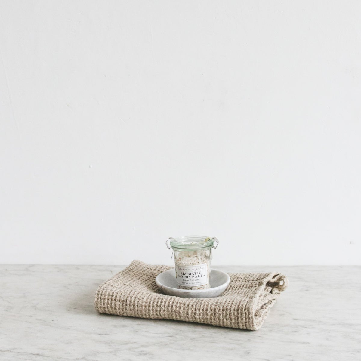 Salt Cellar with Waffle Hand Towel - elsie green - the french kitchen