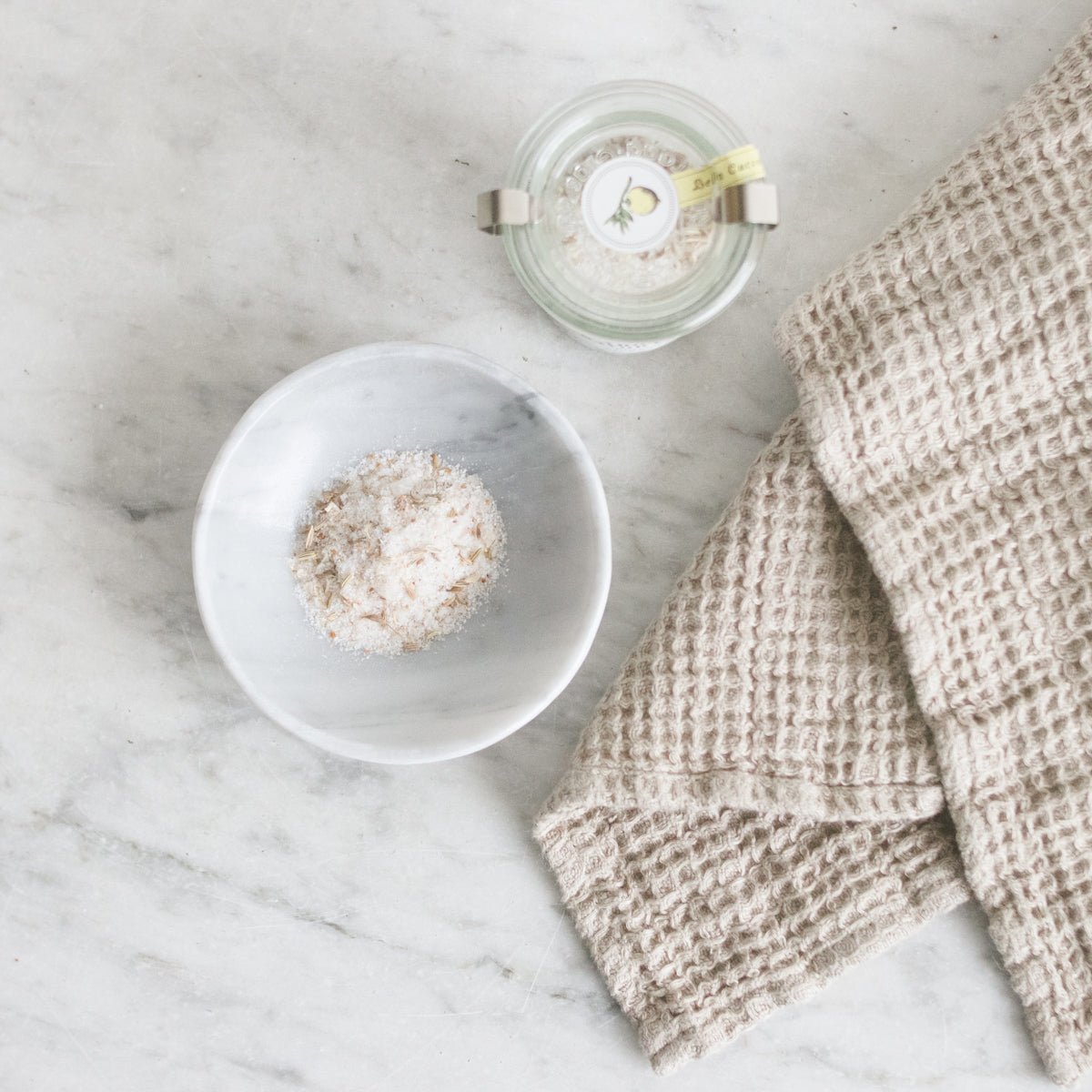 Salt Cellar with Waffle Hand Towel - elsie green - the french kitchen