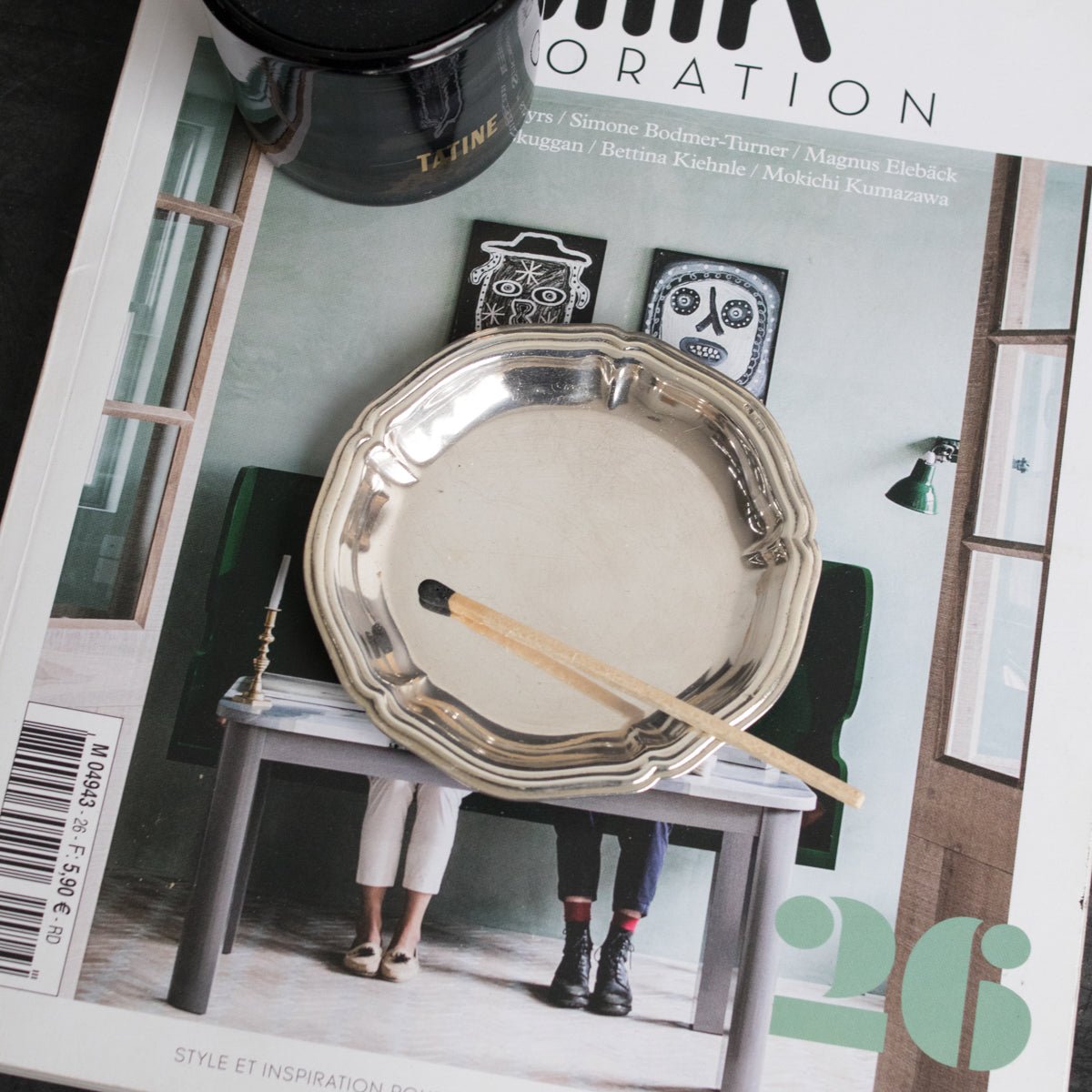 Scented Candle with Silver Coaster & Matches - elsie green - decor