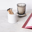Scented Candle with Silver Wine Coaster and Porcelain Match Caddy - elsie green - decor