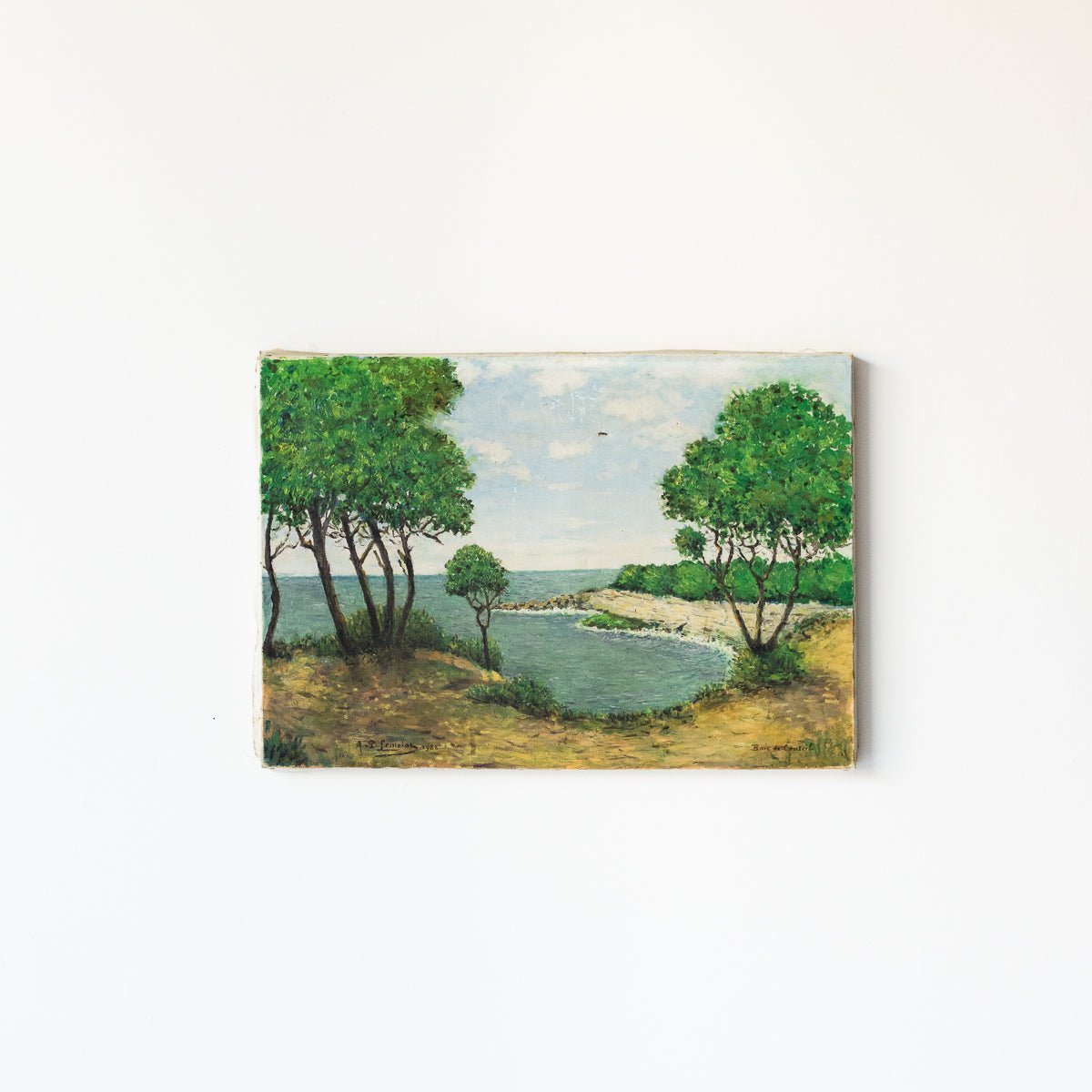 Seascape With Leafy Trees Oil Painting - elsie green - Art