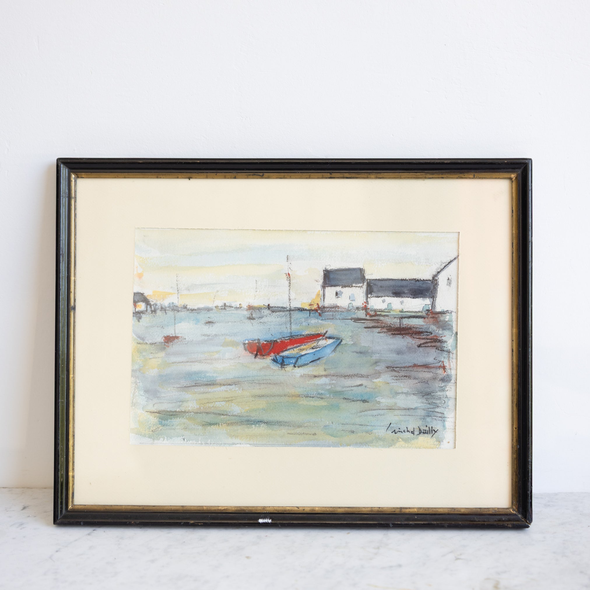 Seascape with Sailboat Watercolor Painting - elsie green - art