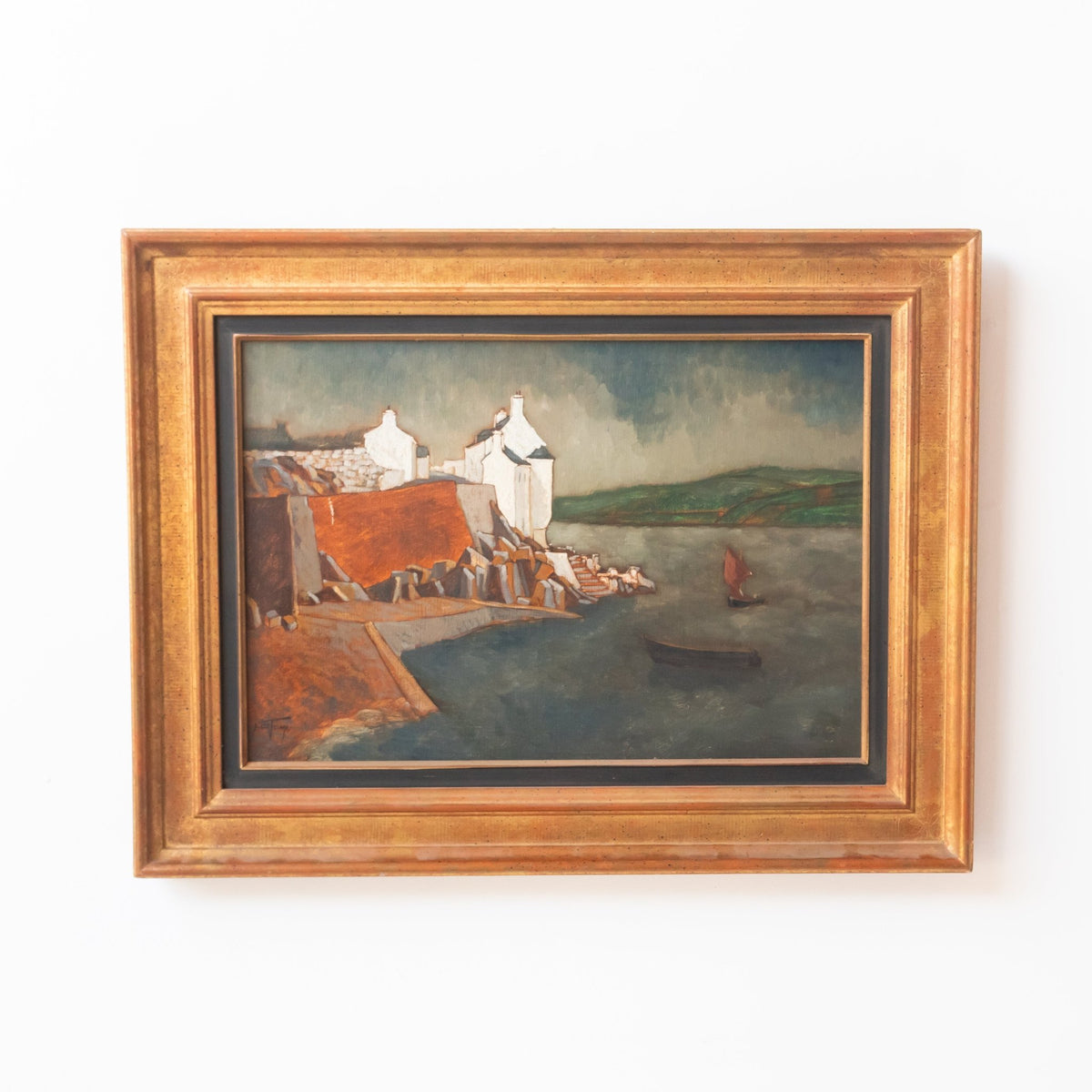 Seaside Village Oil Painting - elsie green - art