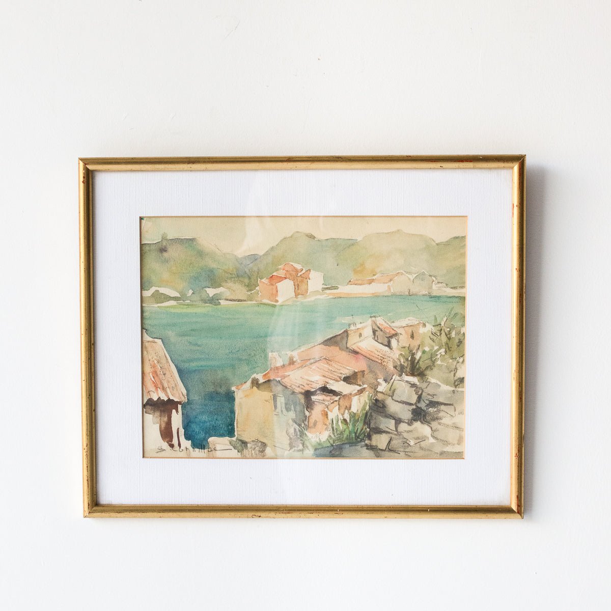 Seaside Village Watercolor Painting - elsie green - Art