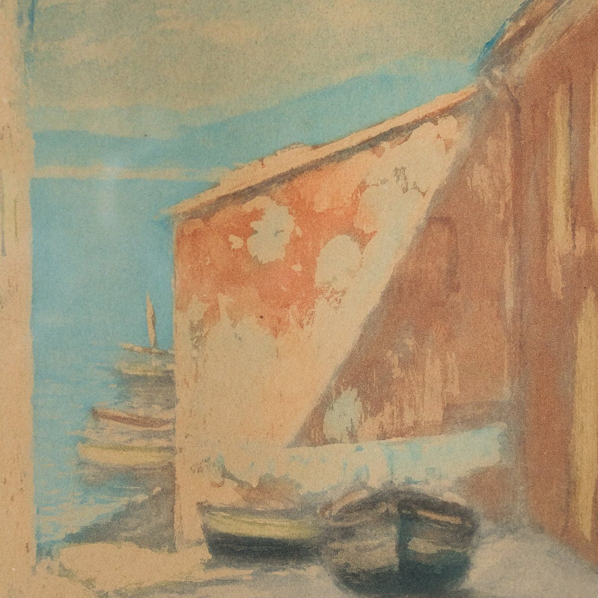 Seaside Village Watercolor Painting - elsie green - Art