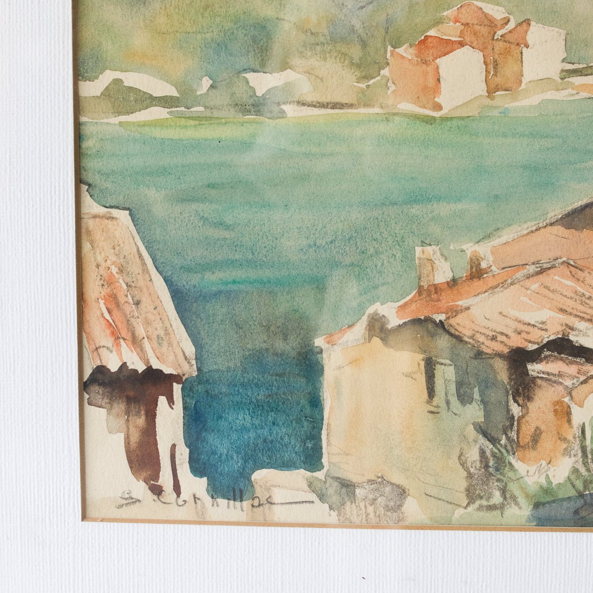 Seaside Village Watercolor Painting - elsie green - Art