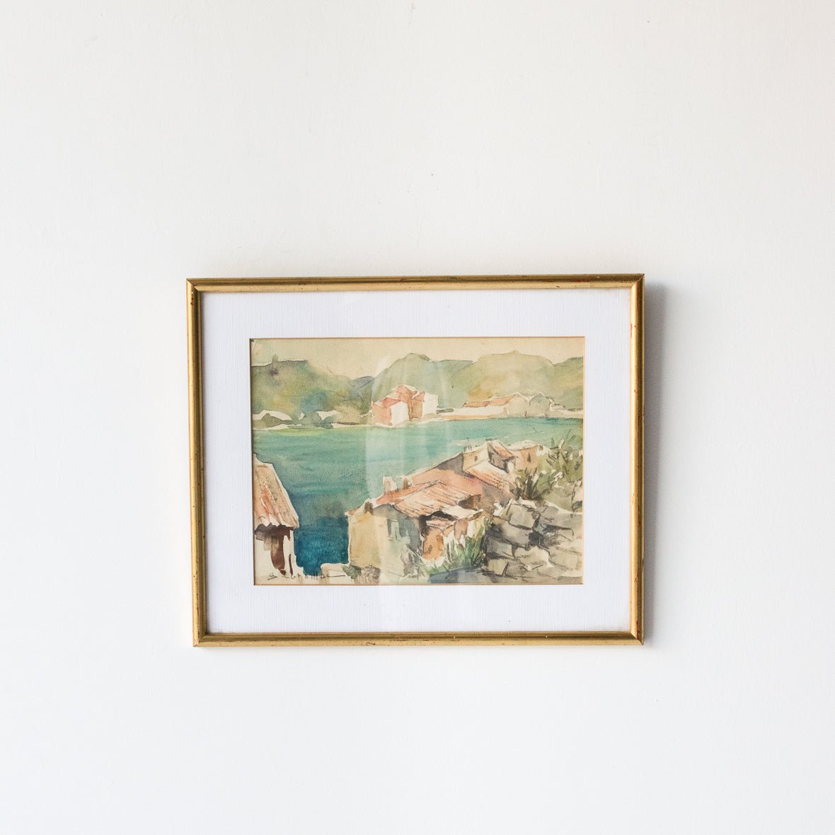 Seaside Village Watercolor Painting - elsie green - Art