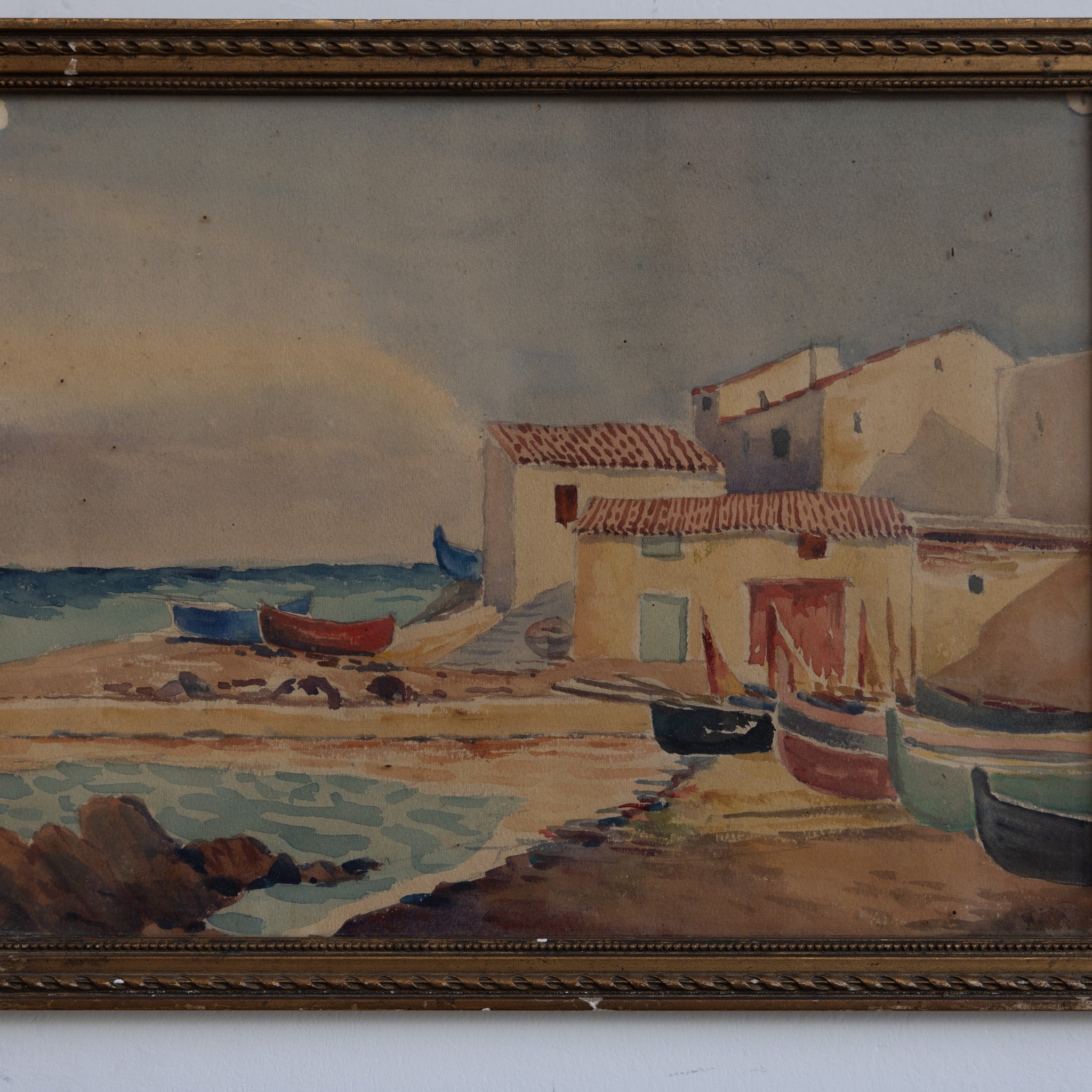 Seaside Village Watercolor Paintings - elsie green - art