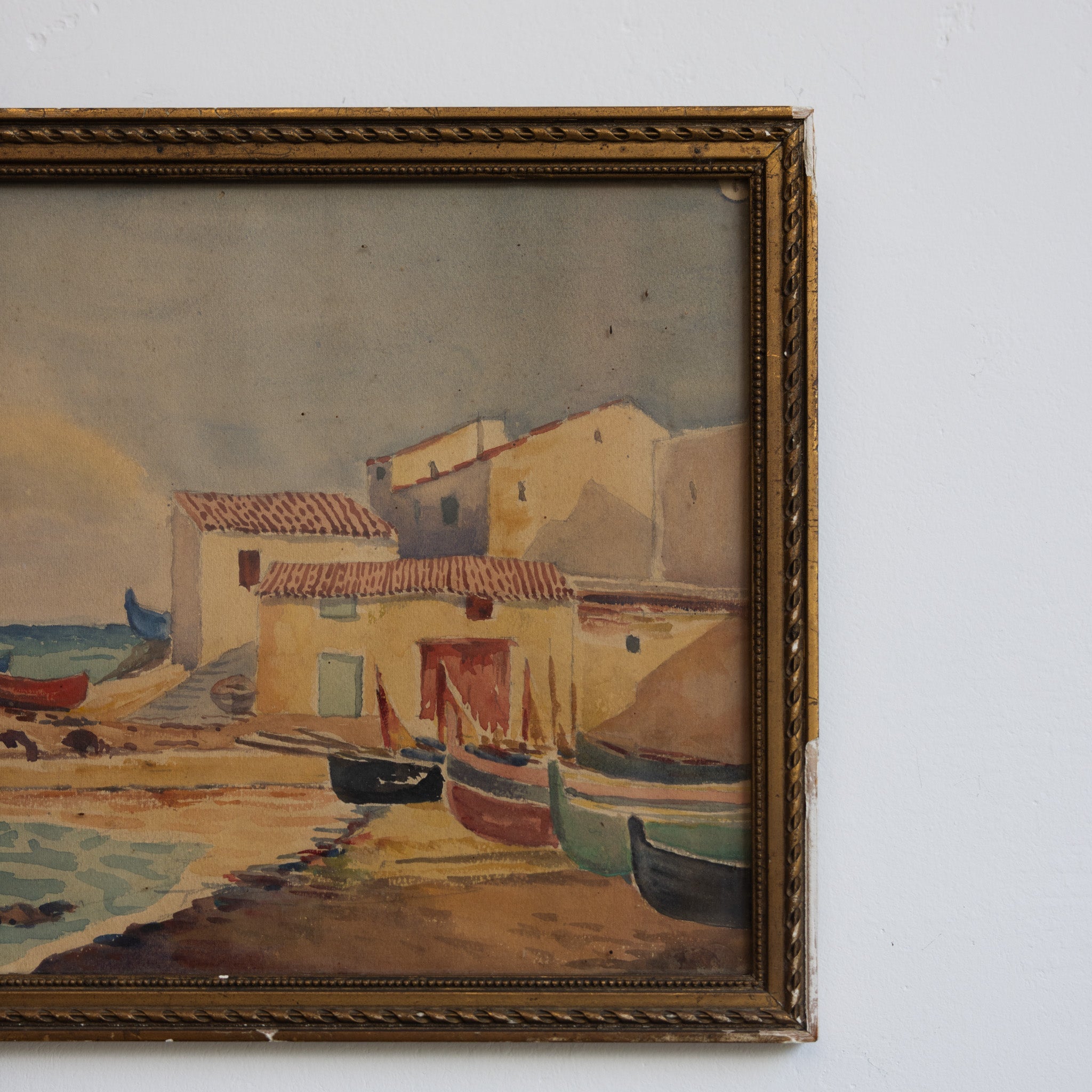 Seaside Village Watercolor Paintings - elsie green - art