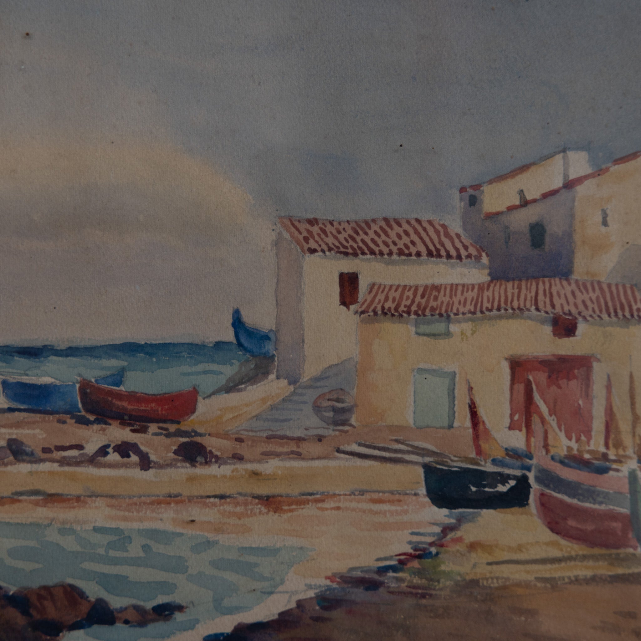 Seaside Village Watercolor Paintings - elsie green - art