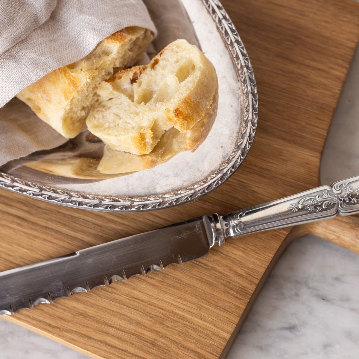 Silver Bread Bowl with Bread Knife - elsie green - the french kitchen