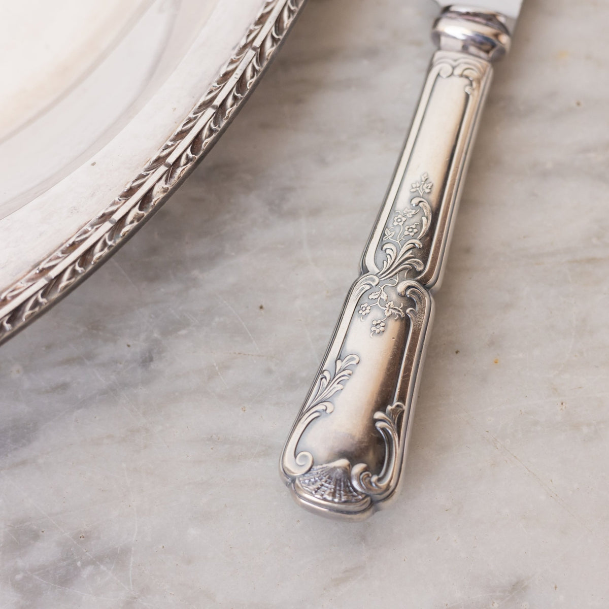 Silver Bread Bowl with Bread Knife - elsie green - the french kitchen