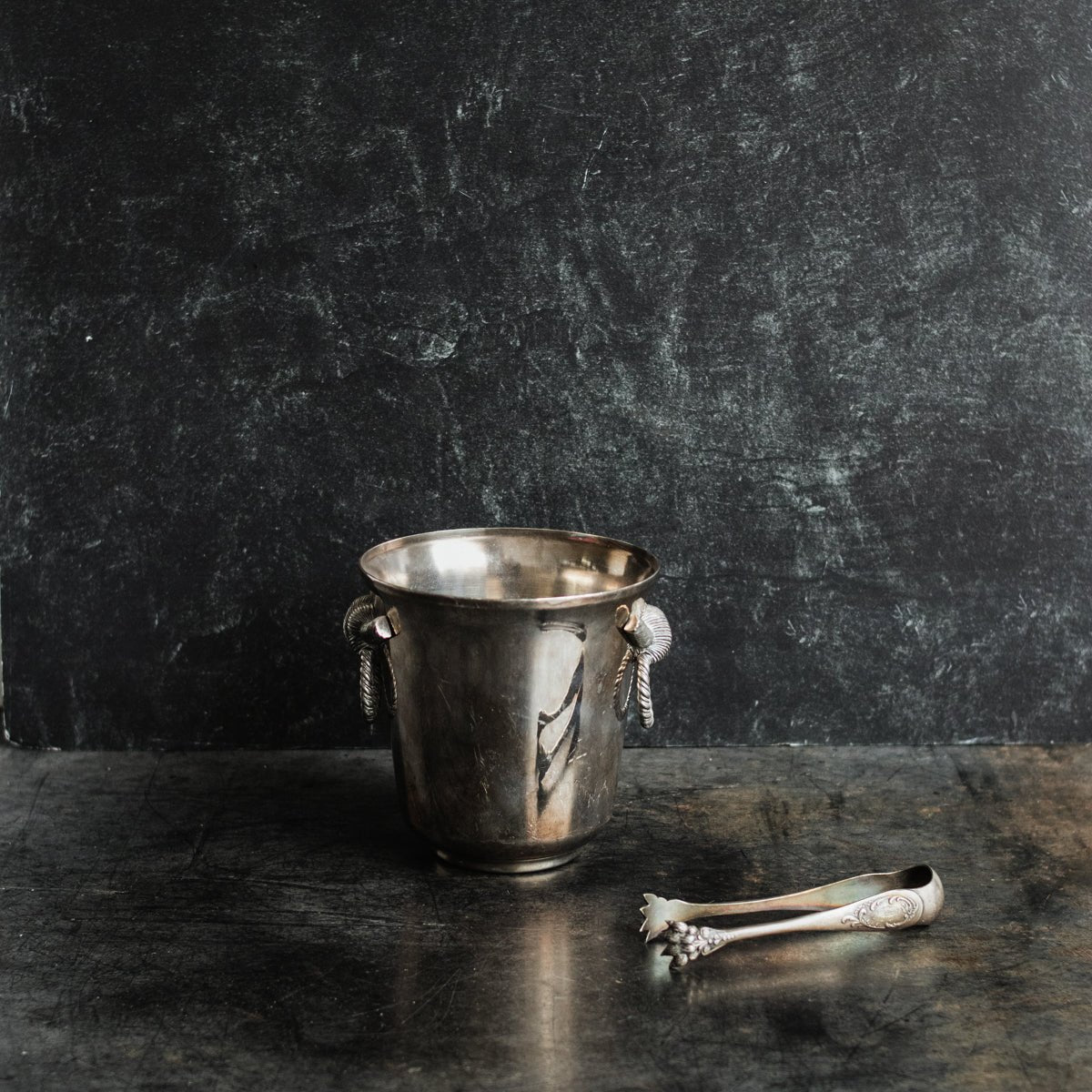 Silver Ice Bucket With Engraved Ice Tongs - elsie green - The French Kitchen