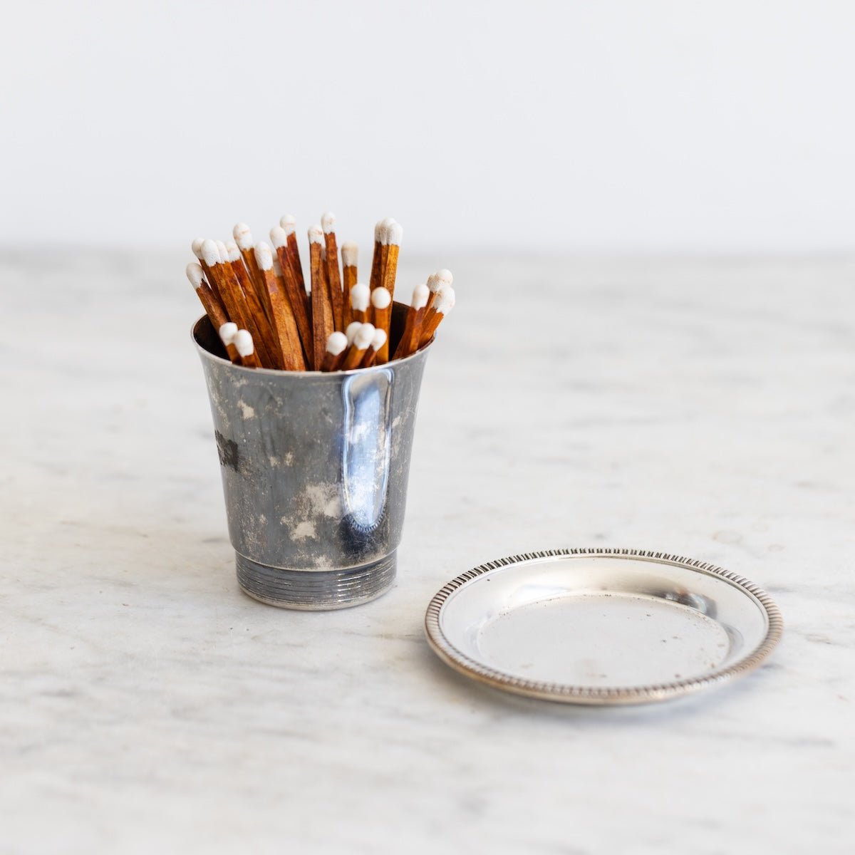 Silver Match Caddy with Silver Coaster - elsie green - Decor