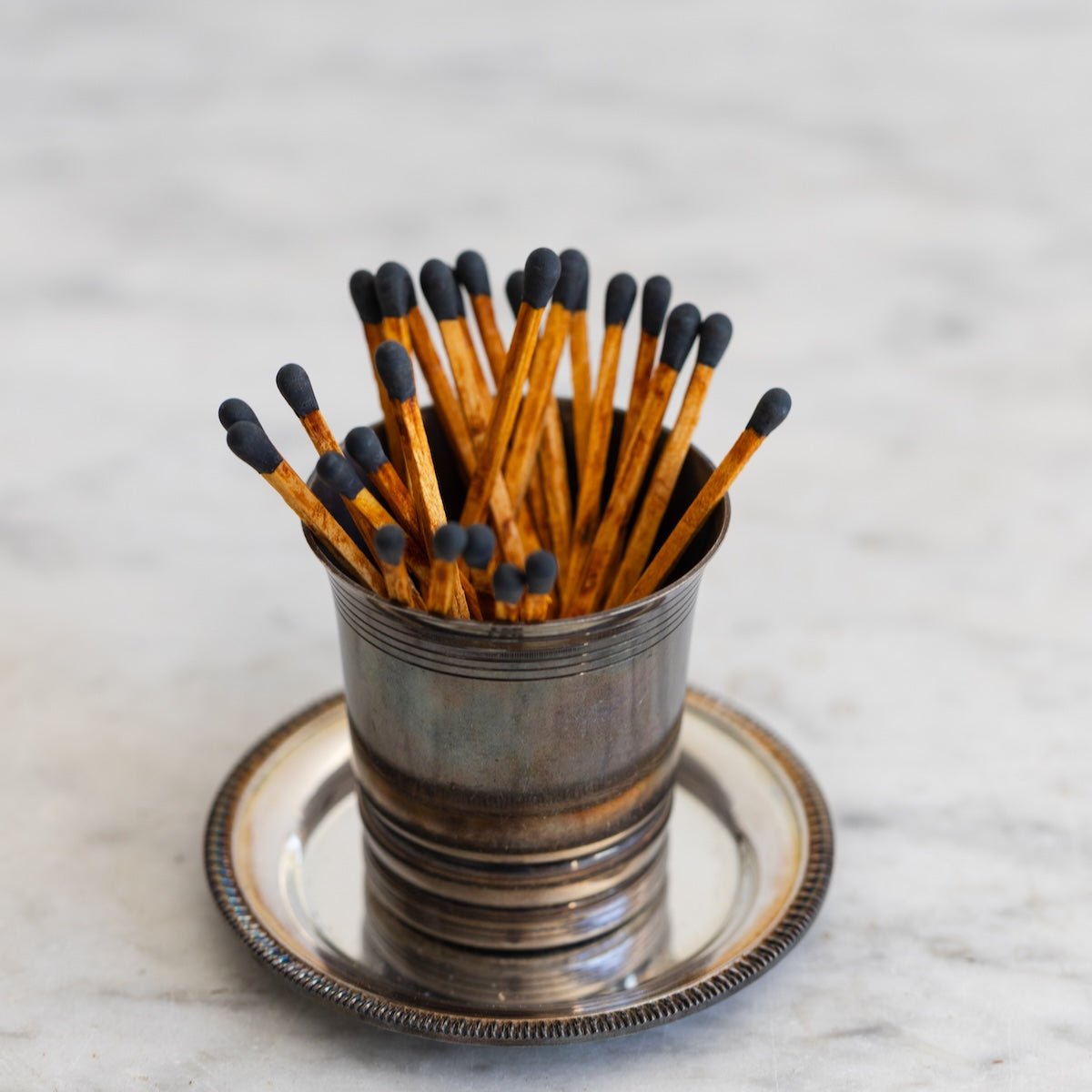 Silver Match Caddy with Silver Coaster - elsie green - Decor