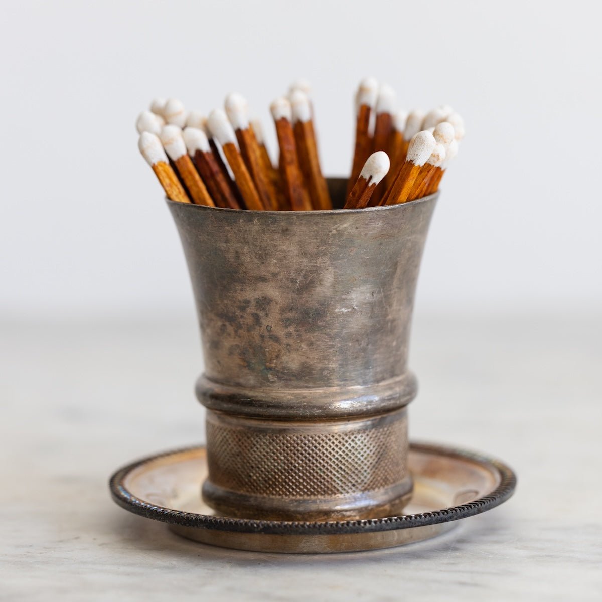 Silver Match Caddy with Silver Coaster - elsie green - Decor